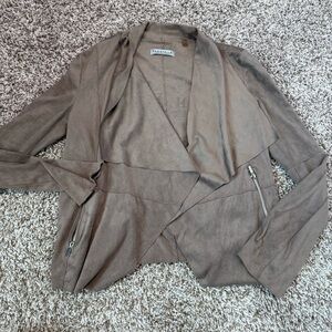 Suede Dark Beige Blazer Elegant Suit Jacket